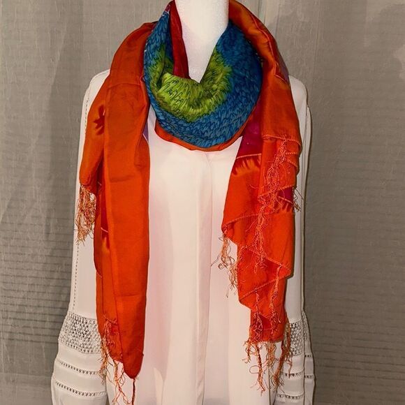 Cleopatra Neon Colored Pink Orange Blue Green White Tropical Beach Wrap Scarf - Picture 2 of 11